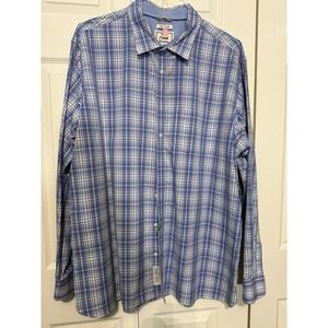 Jos‎ a Banks Men's Long Sleeve Dress BLUE/White Shirt Size XXL